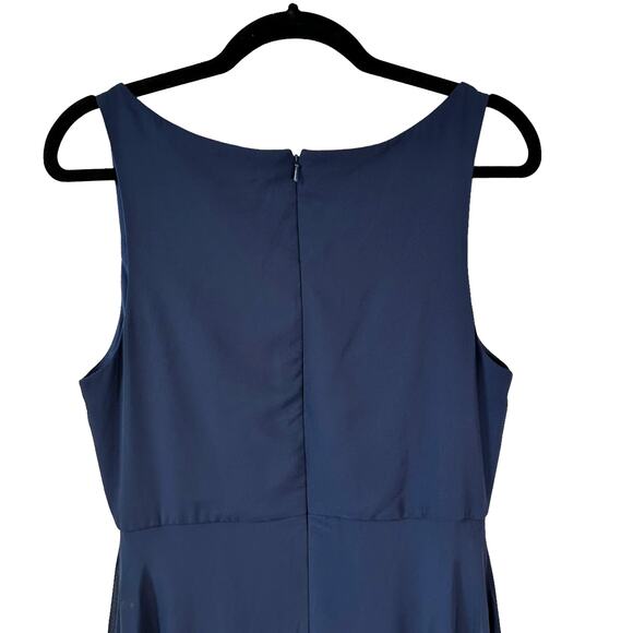 After Six New Women's 1549 Deep V Neck Chiffon Maxi Dress Midnight Navy Size 10R - Picture 7 of 10